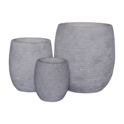FLOWER POT-8  Set 3 τεμαχίων, Απόχρωση Light Grey Wash  Φ25x28 - Φ35x39 - Φ48x52cm