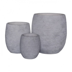 FLOWER POT-8  Set 3 τεμαχίων, Απόχρωση Light Grey Wash  Φ25x28 - Φ35x39 - Φ48x52cm