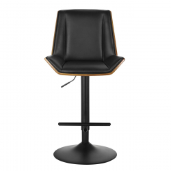 NUMAN Σκαμπό BAR με Πλάτη, Βάση Μαύρο, Καρυδί - ΡU Μαύρο, Ρύθμιση Ύψους, Περιστρεφόμενο  52x50x62/96-83/117cm