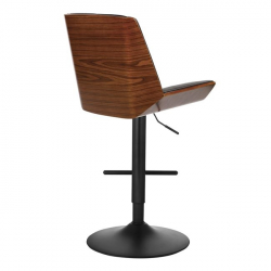 NUMAN Σκαμπό BAR με Πλάτη, Βάση Μαύρο, Καρυδί - ΡU Μαύρο, Ρύθμιση Ύψους, Περιστρεφόμενο  52x50x62/96-83/117cm