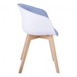 OPTIM Πολυθρόνα PP Άσπρο, Ύφασμα Μπλε, Ξύλινο πόδι Οξιά  54x51x79cm