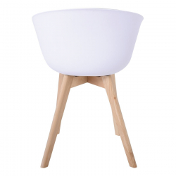 OPTIM Πολυθρόνα PP Άσπρο, Ύφασμα Μπλε, Ξύλινο πόδι Οξιά  54x51x79cm