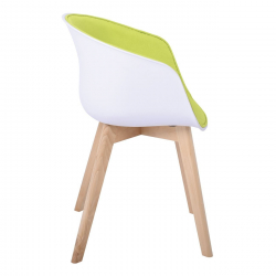 OPTIM Πολυθρόνα PP Άσπρο, Ύφασμα Lime, Ξύλινο πόδι Οξιά  54x51x79cm