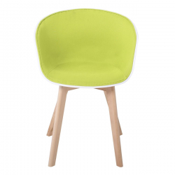 OPTIM Πολυθρόνα PP Άσπρο, Ύφασμα Lime, Ξύλινο πόδι Οξιά  54x51x79cm