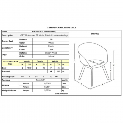 OPTIM Πολυθρόνα PP Άσπρο, Ύφασμα Lime, Ξύλινο πόδι Οξιά  54x51x79cm