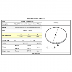 Contract Sliq Smooth Supreme Επιφάνεια Τραπεζιού τ.Werzalit Απόχρωση Canyon P.Metal  Φ60cm/16mm