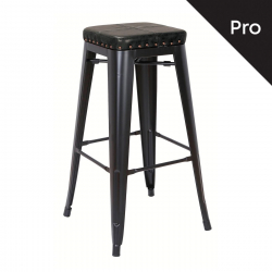 RELIX Σκαμπό Bar-Pro, Στοιβαζόμενο, Μέταλλο Βαφή Μαύρο Matte, Pu Μαύρο  43x43x78cm