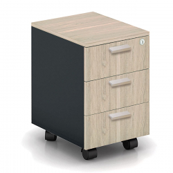 PROGRESS Συρταριέρα Τροχήλατη Γραφείου, 3 Συρτάρια, Απόχρωση Elm - Sky Grey  41x45x59cm