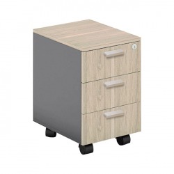 PROGRESS Συρταριέρα Τροχήλατη Γραφείου, 3 Συρτάρια, Απόχρωση Elm - Sky Grey  41x45x59cm
