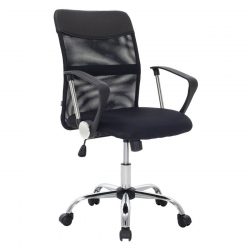 BF2401 Πολυθρόνα Γραφείου Βάση Χρώμιο, Ύφασμα & Mesh Απόχρωση Μαύρο  59x59x92/102cm