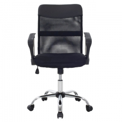 BF2401 Πολυθρόνα Γραφείου Βάση Χρώμιο, Ύφασμα & Mesh Απόχρωση Μαύρο  59x59x92/102cm