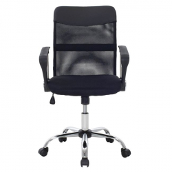 BF2401 Πολυθρόνα Γραφείου Βάση Χρώμιο, Ύφασμα & Mesh Απόχρωση Μαύρο  59x59x92/102cm