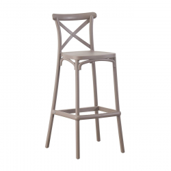 DESTINY Σκαμπό BAR με Πλάτη, PP Mocha  50x46x74/101cm