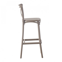 DESTINY Σκαμπό BAR με Πλάτη, PP Mocha  50x46x74/101cm