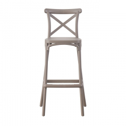 DESTINY Σκαμπό BAR με Πλάτη, PP Mocha  50x46x74/101cm