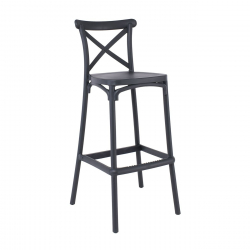 DESTINY Σκαμπό BAR με Πλάτη, PP Ανθρακί  50x46x74/101cm