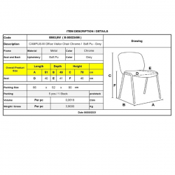 CAMPUS Καρέκλα Επισκέπτη Γραφείου, Στοιβαζόμενη Χρώμιο Μέταλλο, Soft Pu Γκρι  51x49x78cm