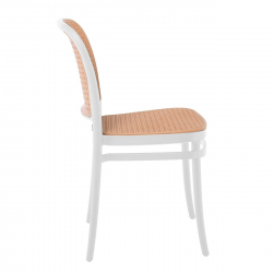 FLORENCE Καρέκλα PP Άσπρο, PP Rattan Μπεζ, Στοιβαζόμενη  41x41x83cm