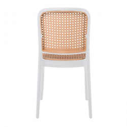 FLORENCE Καρέκλα PP Άσπρο, PP Rattan Μπεζ, Στοιβαζόμενη  41x41x83cm