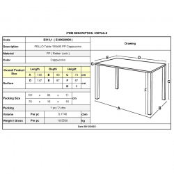 PELLO Τραπέζι Τραπεζαρίας Κήπου - Βεράντας, PP Απόχρωση Cappuccino  (Rattan Look)  150x90x73cm