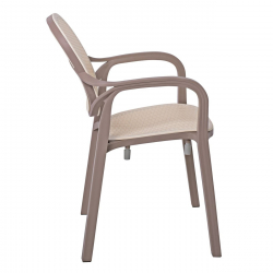 LUNA Πολυθρόνα Κήπου Στοιβαζόμενη, PP Απόχρωση Cappuccino & Μπεζ(Rattan Look)  58x58x84cm