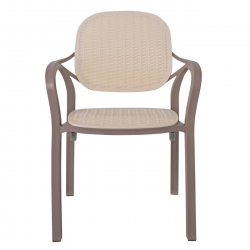 LUNA Πολυθρόνα Κήπου Στοιβαζόμενη, PP Απόχρωση Cappuccino & Μπεζ(Rattan Look)  58x58x84cm