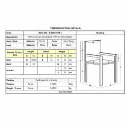 REX Πολυθρόνα Μέταλλο Βαφή Μαύρο, PP-UV Sand Beige (εκτός συσκευασίας)  62x56x80cm