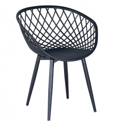 REX Πολυθρόνα Μέταλλo Βαφή Μαύρο, PP-UV Μαύρο (εκτός συσκευασίας)  62x56x80cm