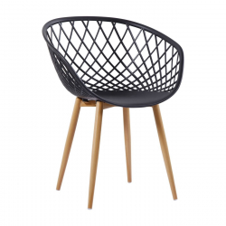 REX Πολυθρόνα Μέταλλο Βαφή Φυσικό, PP-UV Μαύρο (εκτός συσκευασίας)  62x56x80cm