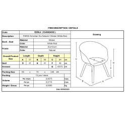 PARIS Πολυθρόνα Bistro Αλουμίνιο Φυσικό, Wicker Άσπρο - Κόκκινο, Στοιβαζόμενη  57x59x84cm