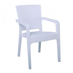 LORA Πολυθρόνα Κήπου Στοιβαζόμενη, PP (Rattan Look) Απόχρωση Άσπρο  57x57x87cm
