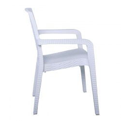 LORA Πολυθρόνα Κήπου Στοιβαζόμενη, PP (Rattan Look) Απόχρωση Άσπρο  57x57x87cm