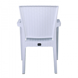 LORA Πολυθρόνα Κήπου Στοιβαζόμενη, PP (Rattan Look) Απόχρωση Άσπρο  57x57x87cm