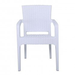 LORA Πολυθρόνα Κήπου Στοιβαζόμενη, PP (Rattan Look) Απόχρωση Άσπρο  57x57x87cm