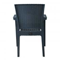 LORA Πολυθρόνα Κήπου Στοιβαζόμενη, PP (Rattan Look) Απόχρωση Ανθρακί  57x57x87cm