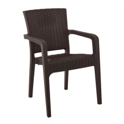 LORA Πολυθρόνα Κήπου Στοιβαζόμενη, PP (Rattan Look) Απόχρωση Καφέ Σκούρο  57x57x87cm