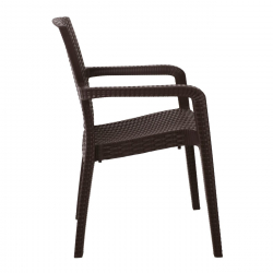LORA Πολυθρόνα Κήπου Στοιβαζόμενη, PP (Rattan Look) Απόχρωση Καφέ Σκούρο  57x57x87cm