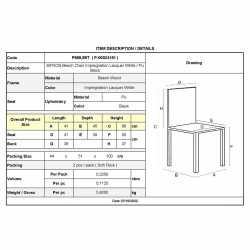 ΣΙΦΝΟΣ Καρέκλα Οξιά Βαφή Εμποτισμού Λάκα Άσπρο, Κάθισμα Pu Μαύρο  41x45x88cm