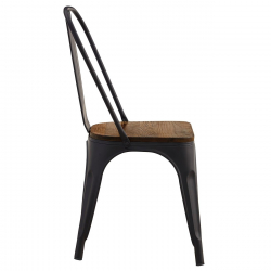 RELIX Wood Καρέκλα Μέταλλο Βαφή Μαύρο Extra Matte, Κάθισμα Dark Oak, Στοιβαζόμενη  45x53x85cm