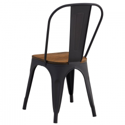 RELIX Wood Καρέκλα Μέταλλο Βαφή Μαύρο Extra Matte, Κάθισμα Dark Oak, Στοιβαζόμενη  45x53x85cm