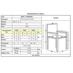INTEX Πολυθρόνα Κήπου Στοιβαζόμενη, PP Άσπρο  54x53x78cm