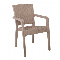LORA Πολυθρόνα Κήπου Στοιβαζόμενη, PP (Rattan Look) Απόχρωση Cappuccino  57x57x87cm