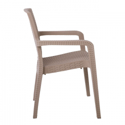 LORA Πολυθρόνα Κήπου Στοιβαζόμενη, PP (Rattan Look) Απόχρωση Cappuccino  57x57x87cm