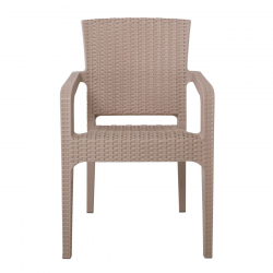 LORA Πολυθρόνα Κήπου Στοιβαζόμενη, PP (Rattan Look) Απόχρωση Cappuccino  57x57x87cm