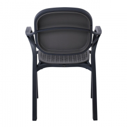 LUNA Πολυθρόνα Κήπου - Βεράντας Στοιβαζόμενη ,PP Απόχρωση Ανθρακί (Rattan Look)  58x58x84cm