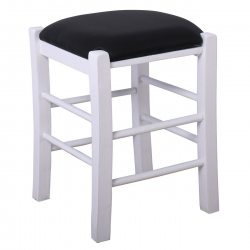 ΤΑΒΕΡΝΑΣ Σκαμπό Βοηθητικό, Οξιά Βαφή Εμποτισμός Λάκα Άσπρο, Κάθισμα Pu Μαύρο  35x35x51cm