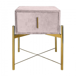 PASSION  Κομοδίνο με 1 Συρτάρι, Ύφασμα Velure Απόχρωση Cappuccino  51x40x65cm