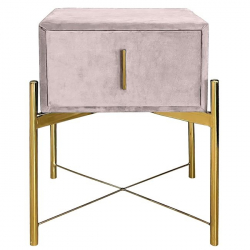 PASSION  Κομοδίνο με 1 Συρτάρι, Ύφασμα Velure Απόχρωση Cappuccino  51x40x65cm