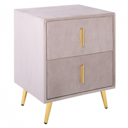 PASSION  Κομοδίνο με 2 Συρτάρια, Ύφασμα Velure Απόχρωση Cappuccino  51x40x65cm