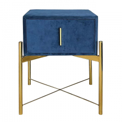 PASSION  Κομοδίνο με 1 Συρτάρι, Ύφασμα Velure Απόχρωση Μπλε  51x40x65cm